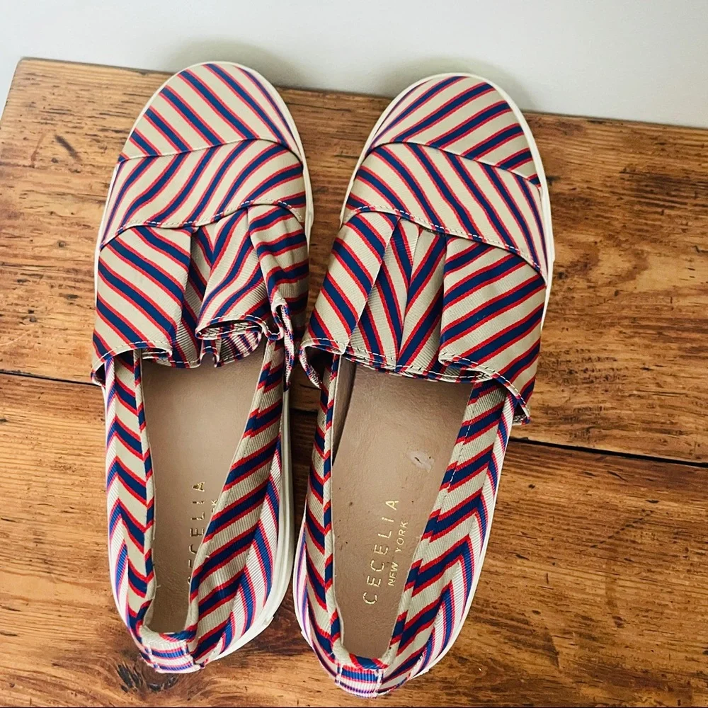 CECELIA New York Rooney Jacquard Striped Slip On Sneakers